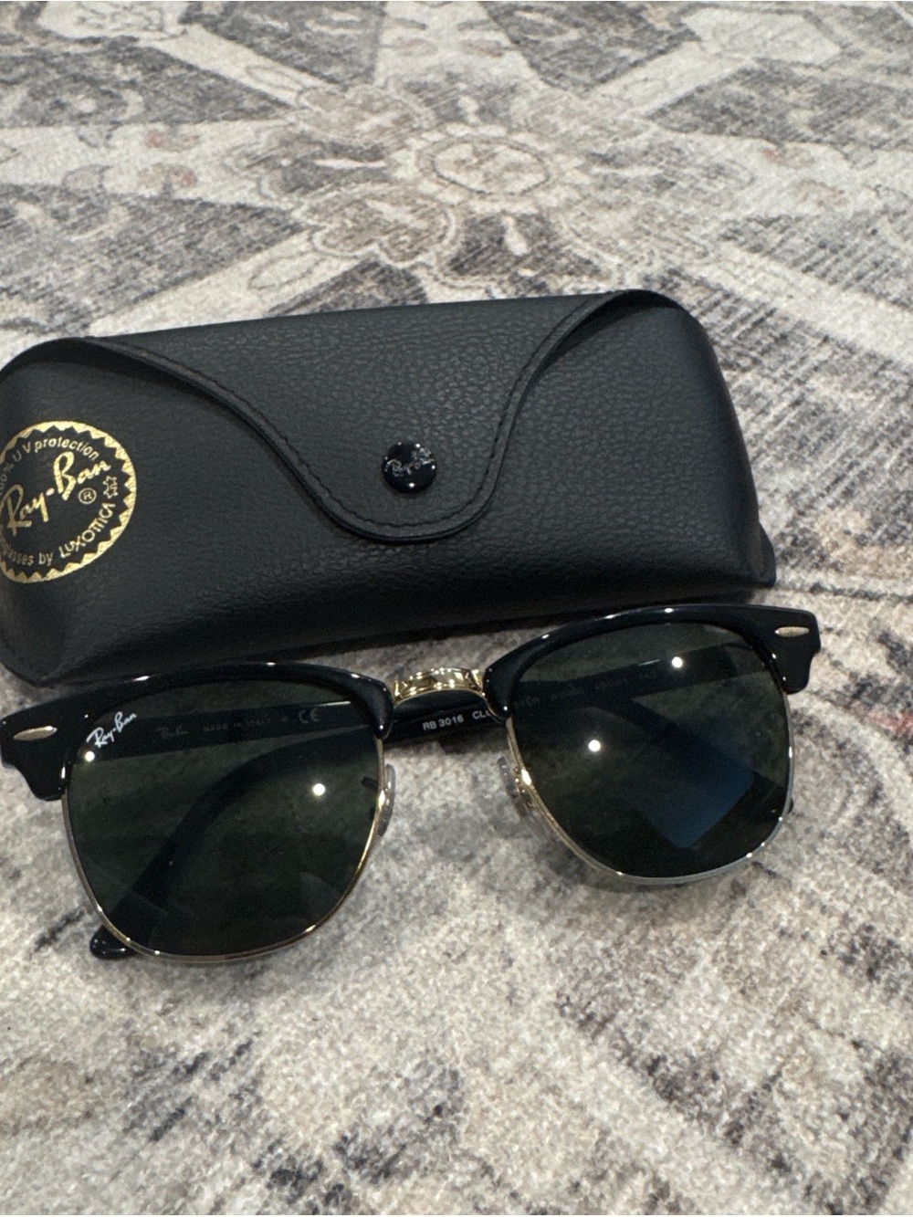 Ray-Ban Clubmaster Sunglasses Black with Gold Accents